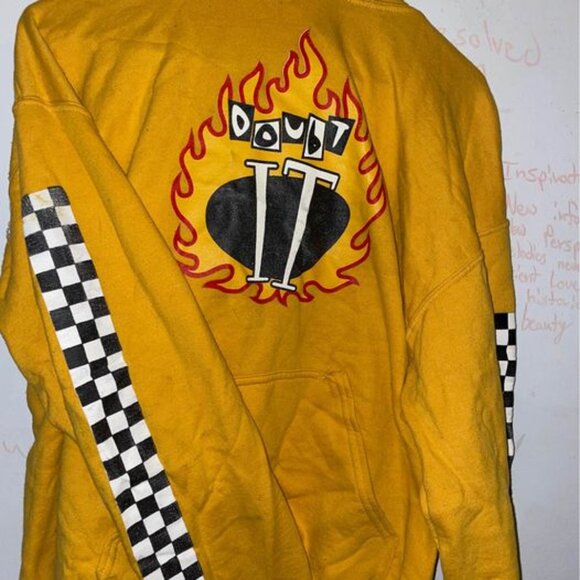 Vintage Super Duper Kyle "Doubt It" Merch Hoodie - Yellow with Red Flames! - Picture 4 of 6